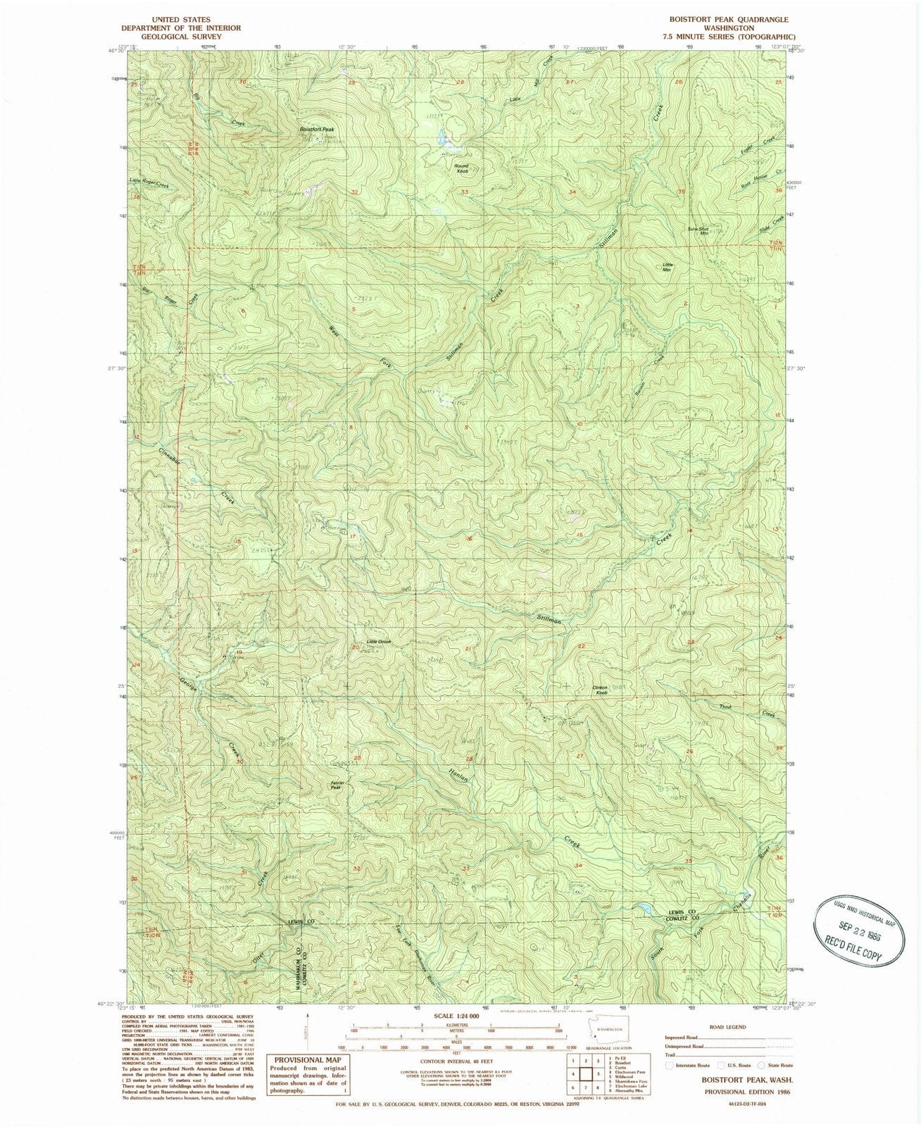 1986 Boistfort Peak, WA - Washington - USGS Topographic Map