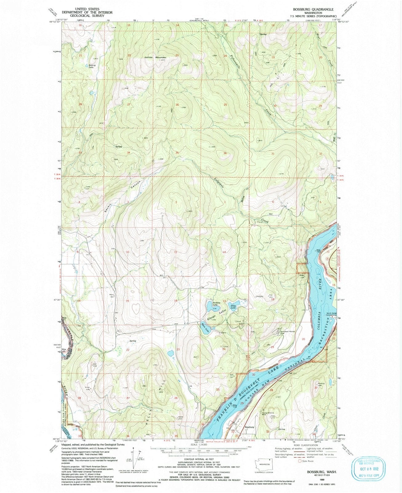 1969 Bossburg, WA - Washington - USGS Topographic Map