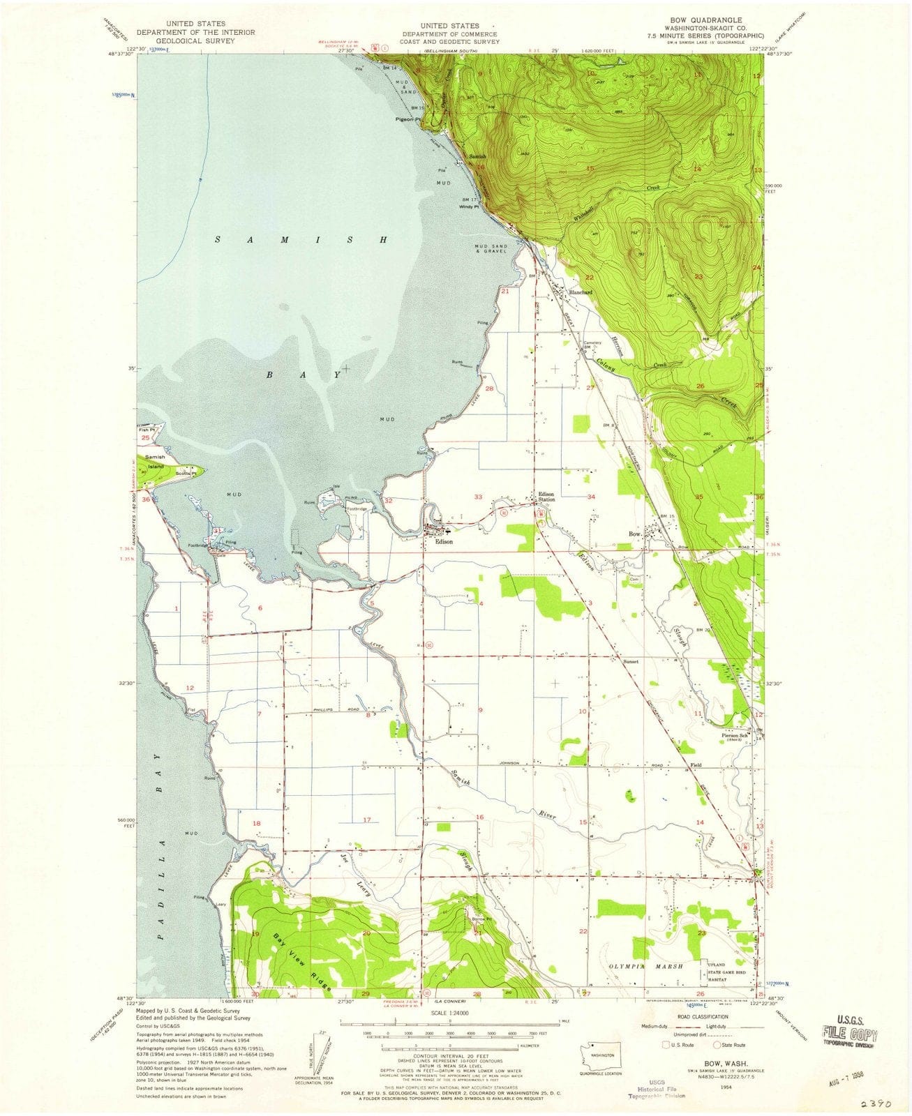 1954 Bow, WA - Washington - USGS Topographic Map