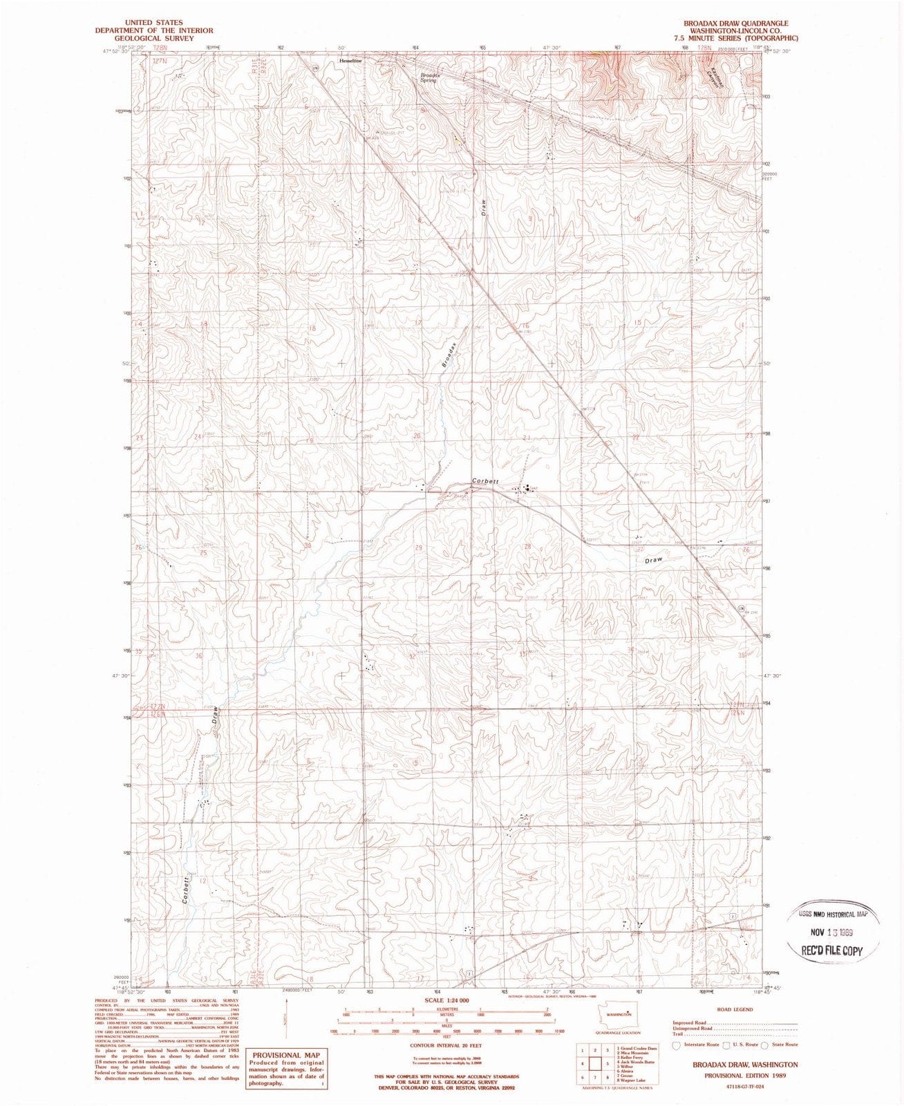 1989 Broadaxraw, WA - Washington - USGS Topographic Map