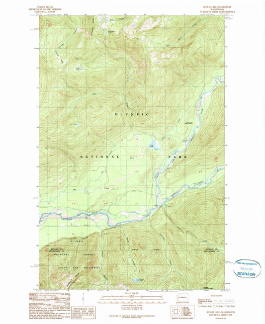 1990 Bunch Lake, WA - Washington - USGS Topographic Map
