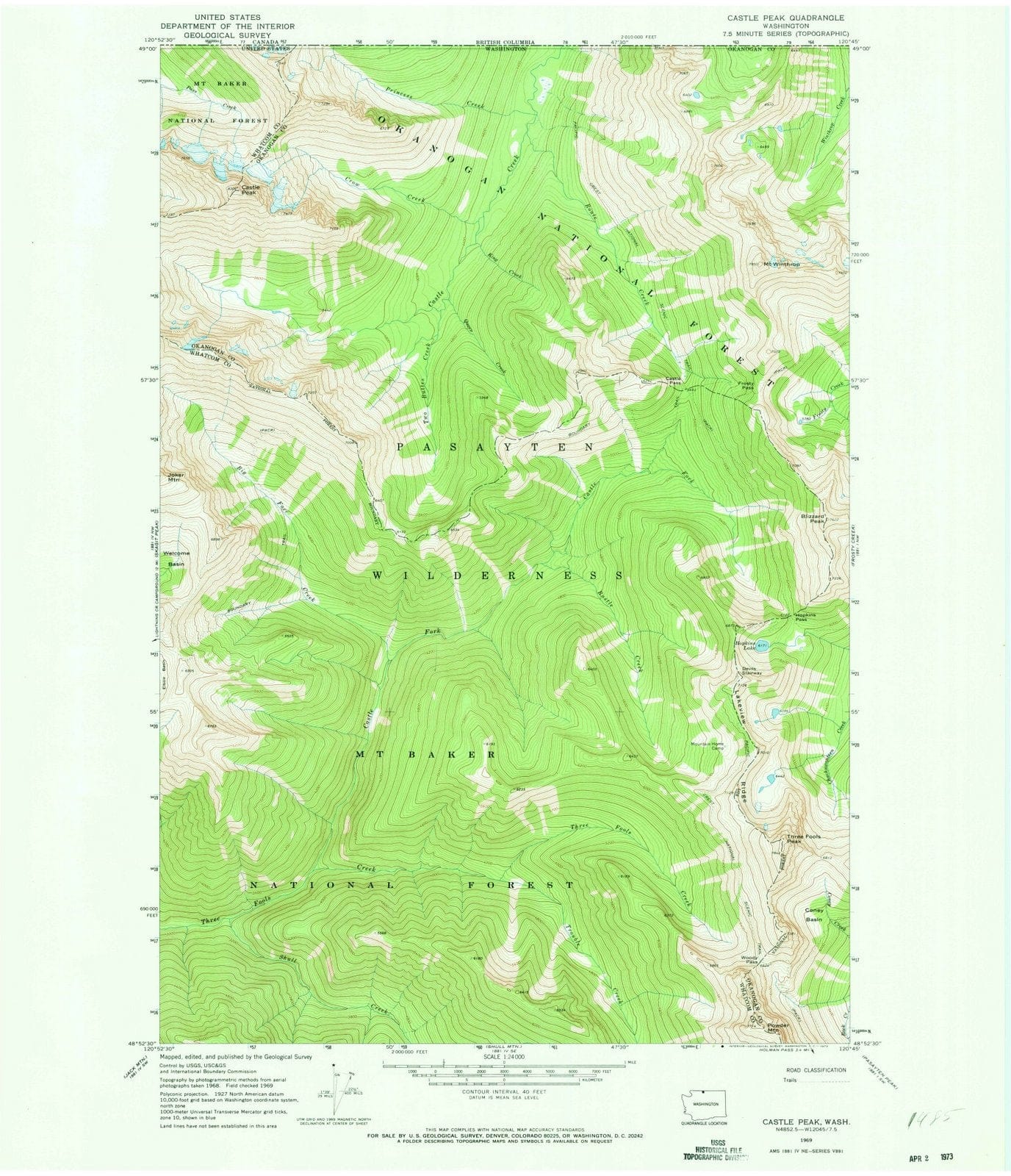 1969 Castile Falls, WA - Washington - USGS Topographic Map