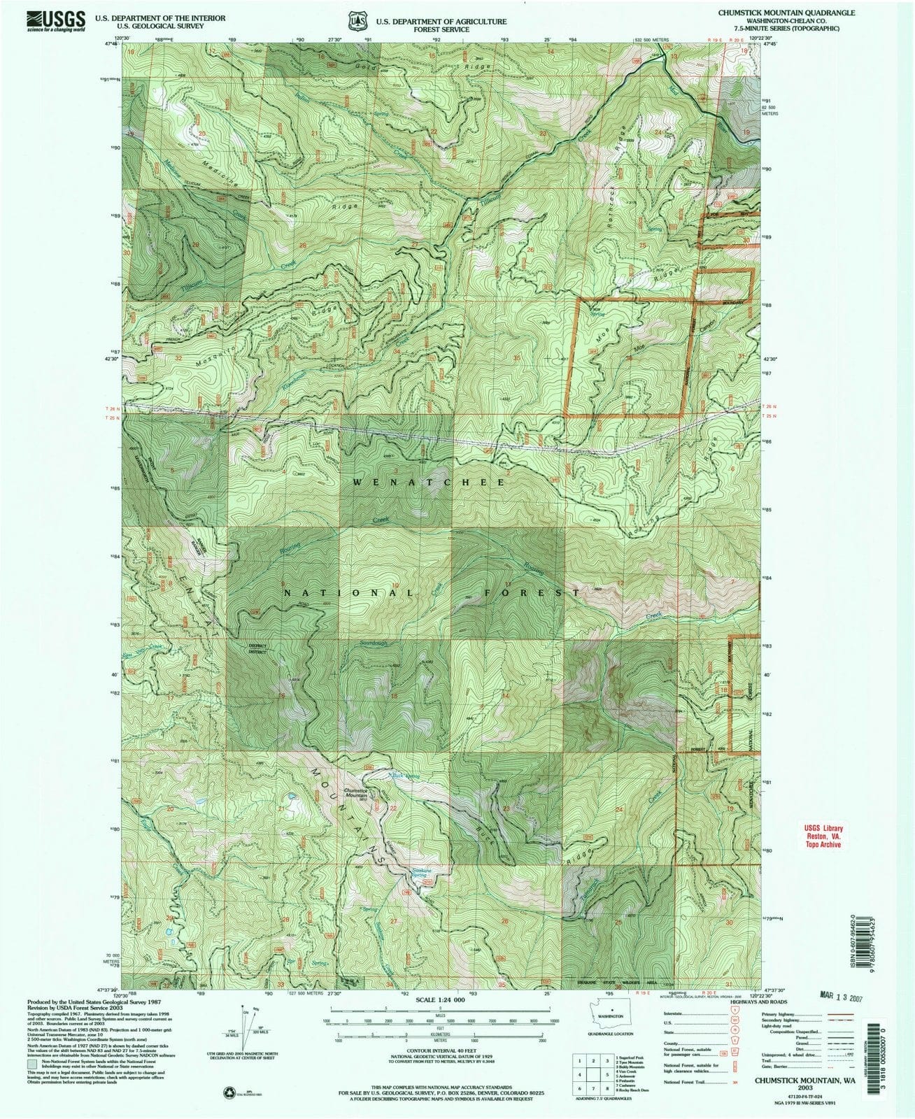 2003 Chumstick Mountain, WA - Washington - USGS Topographic Map