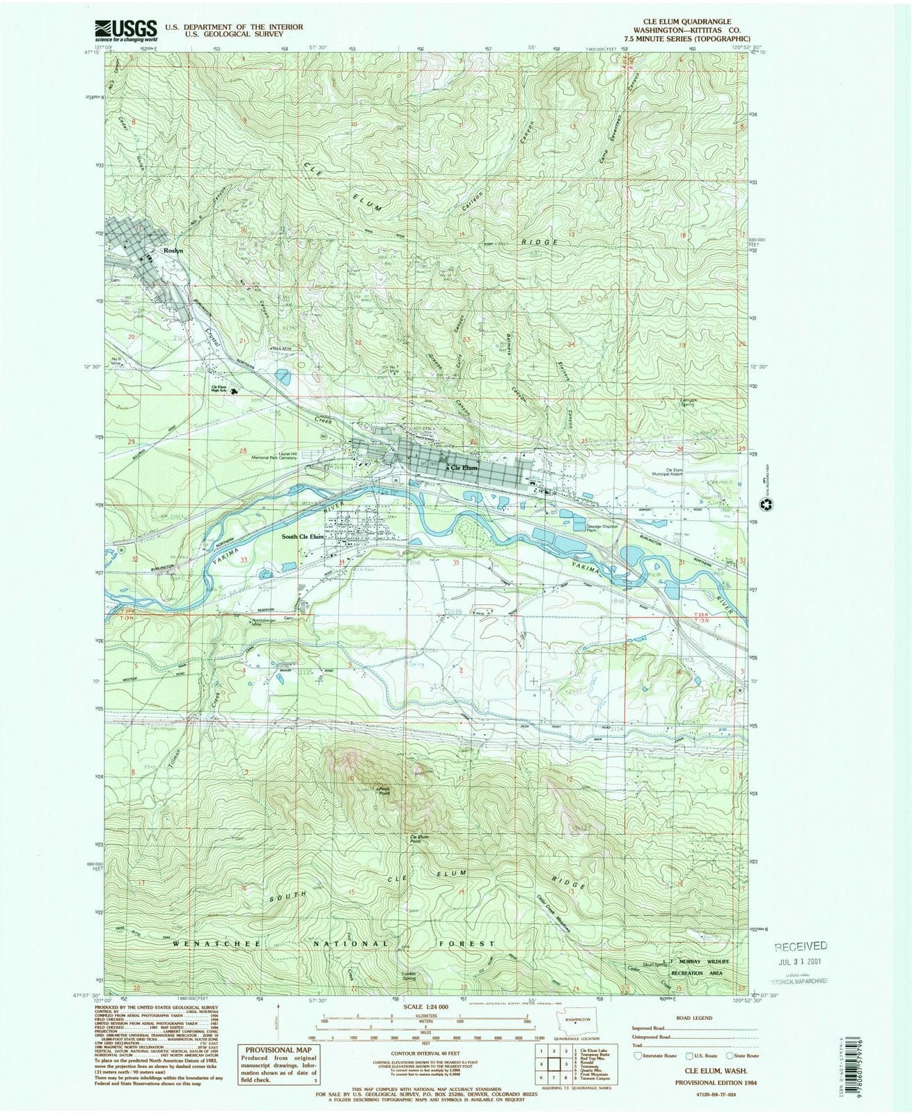1984 Cle Elum, WA - Washington - USGS Topographic Map