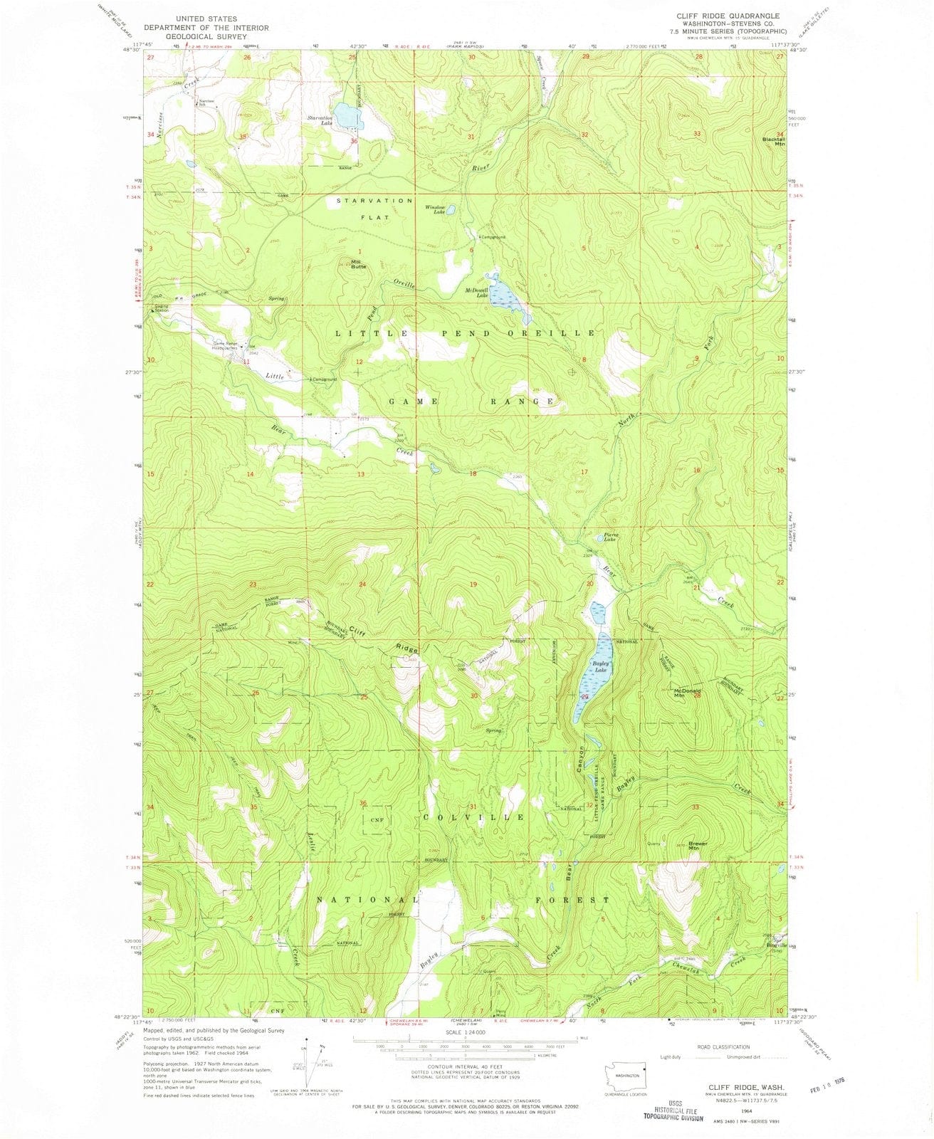 1964 Cliff Ridge, WA - Washington - USGS Topographic Map