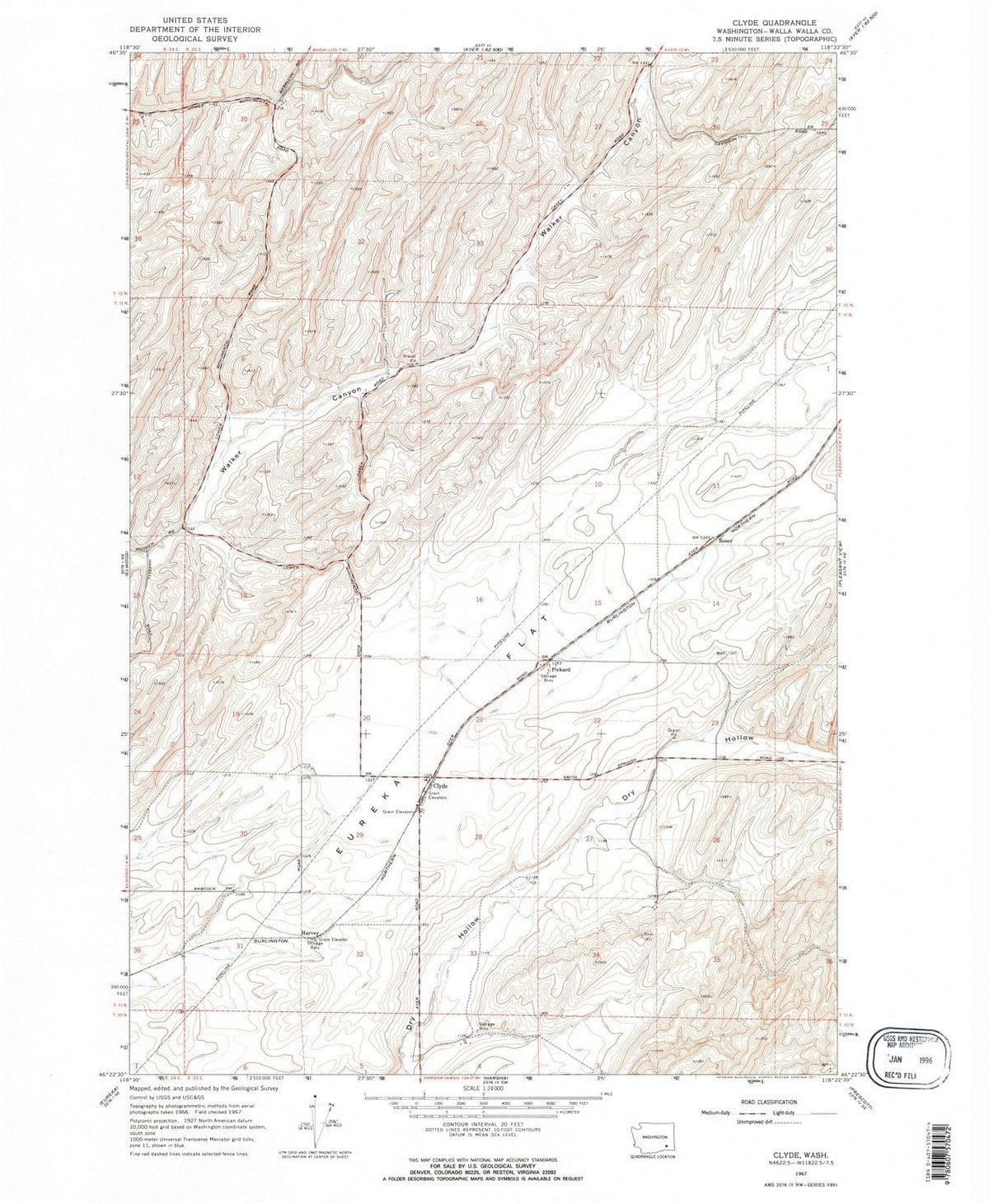 1967 Clyde, WA - Washington - USGS Topographic Map