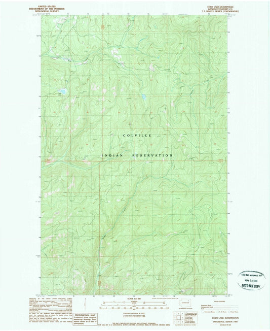 1989 Cody Lake, WA - Washington - USGS Topographic Map