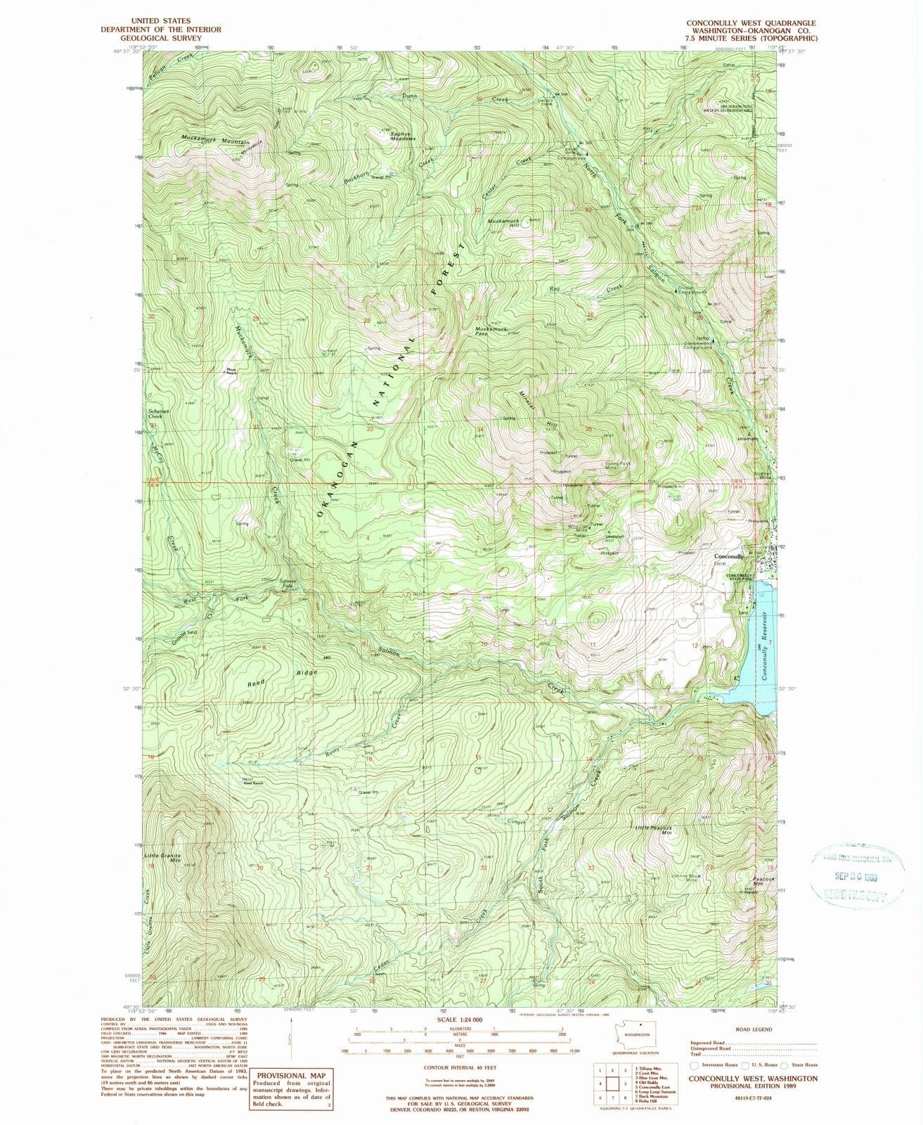 1989 Conconully West, WA - Washington - USGS Topographic Map