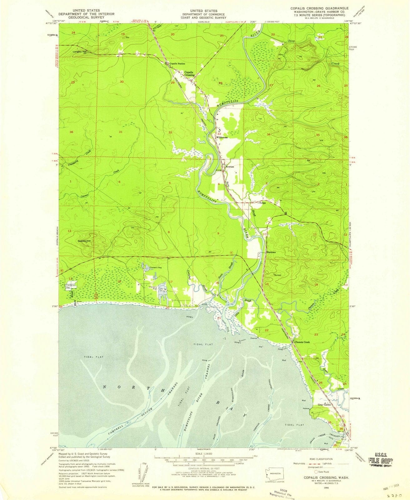 1956 Copalis Crossing, WA - Washington - USGS Topographic Map
