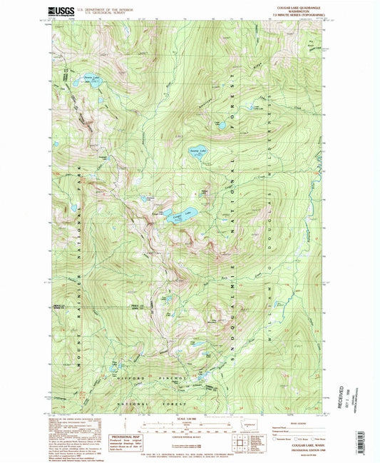 1988 Cougar Lake, WA - Washington - USGS Topographic Map