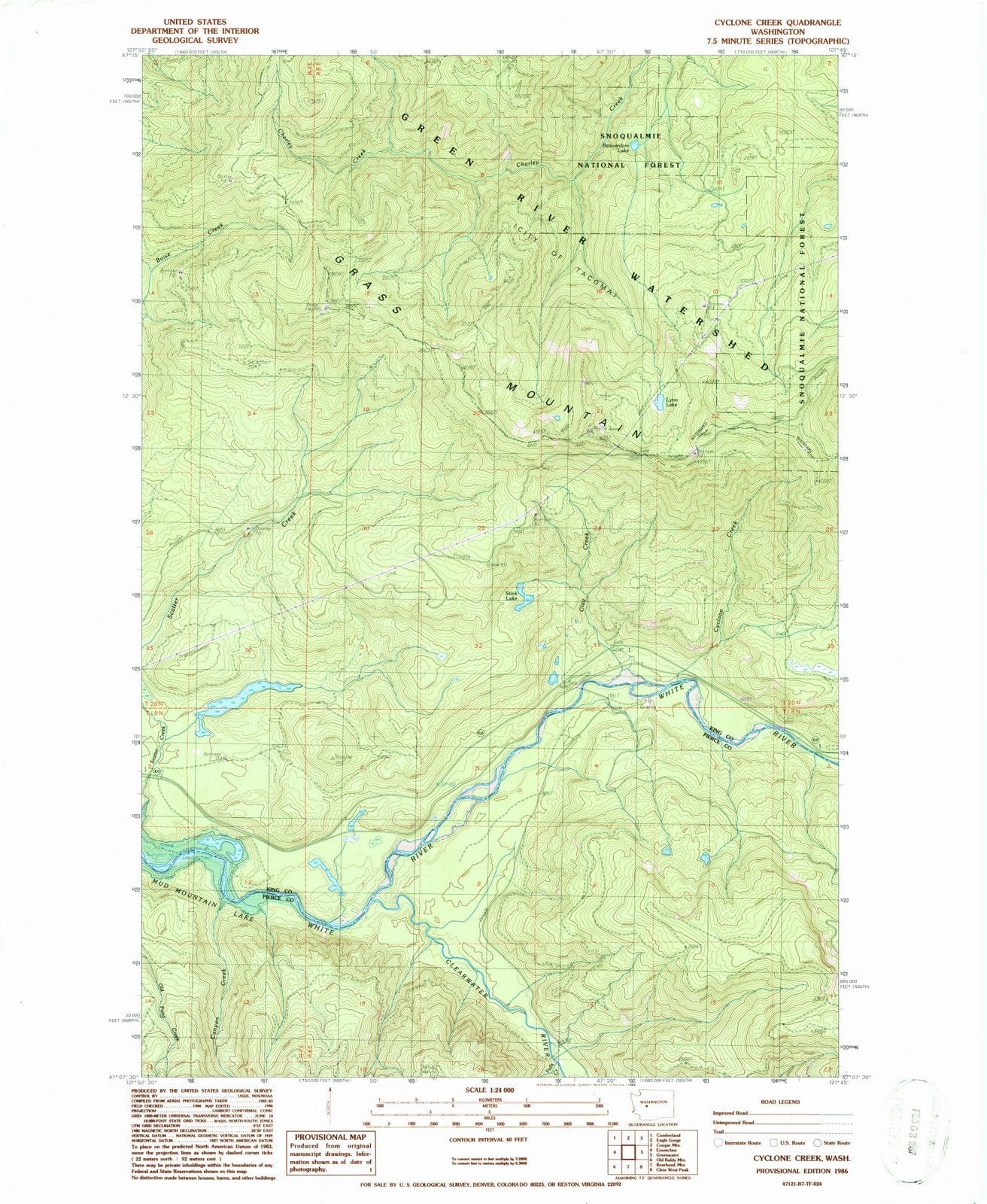 1986 Cyclone Creek, WA - Washington - USGS Topographic Map