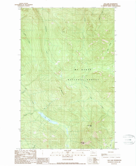 1989 Day Lake, WA - Washington - USGS Topographic Map