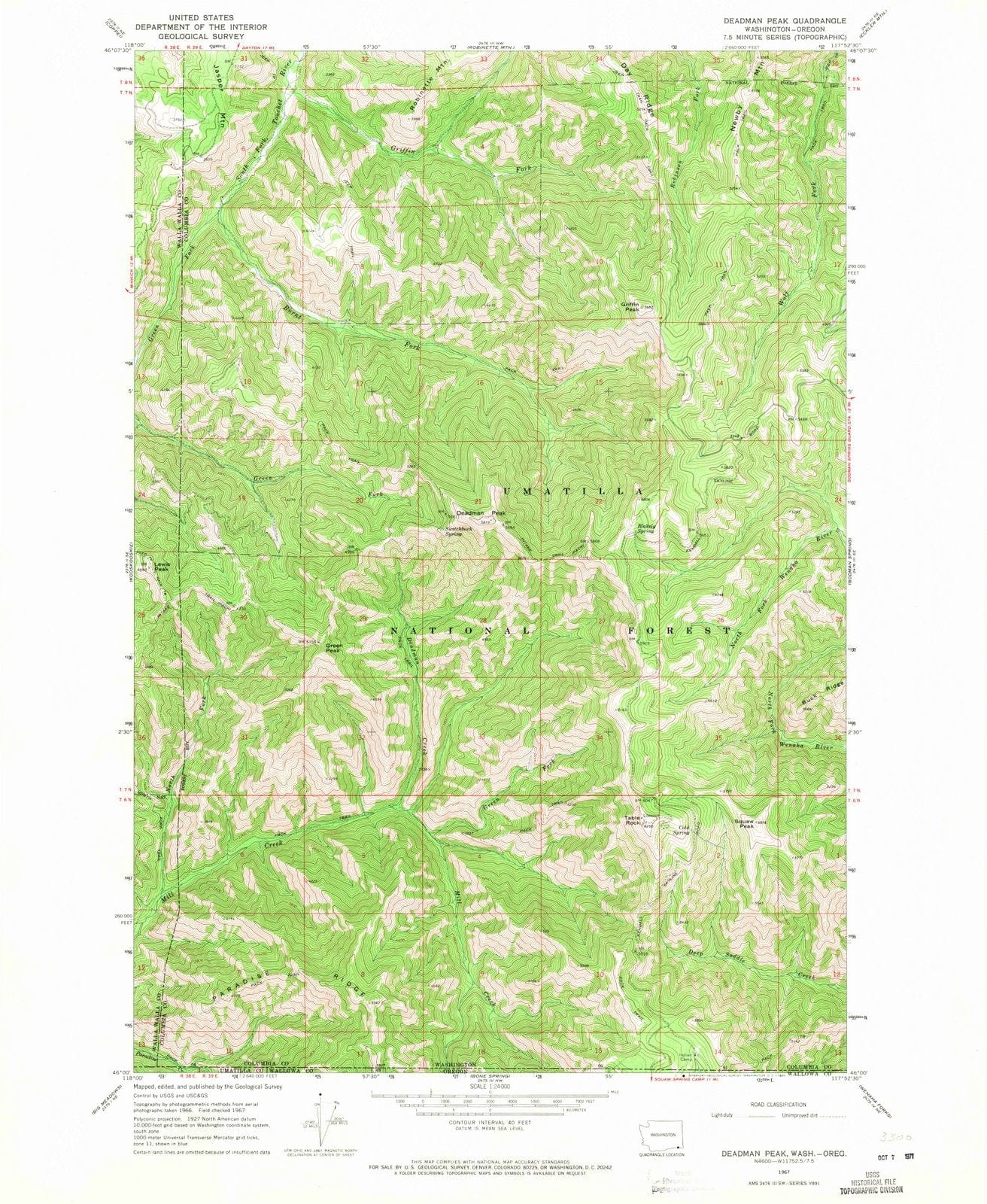 1967 Deadman Peak, WA - Washington - USGS Topographic Map