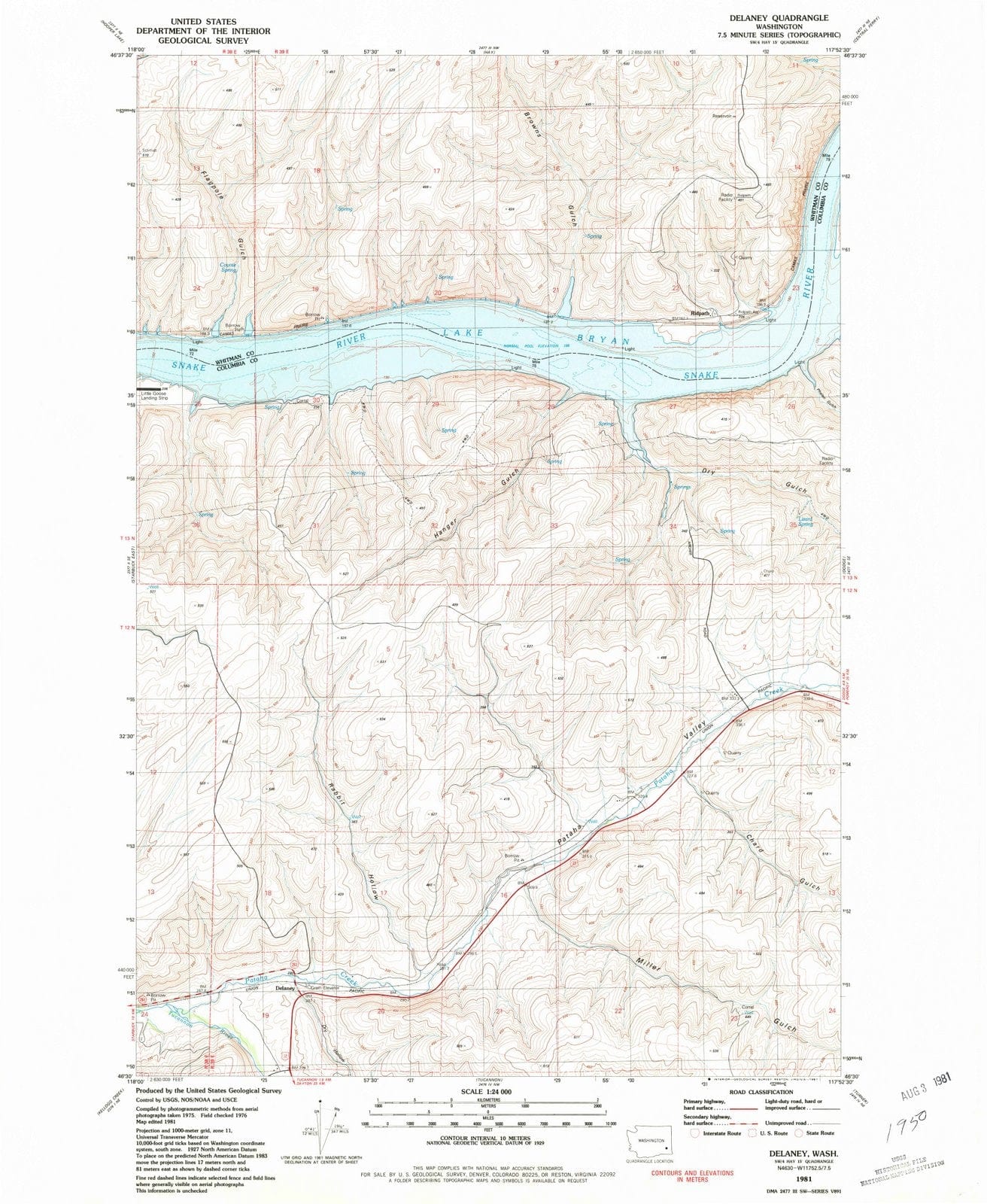 1981 Delaney, WA - Washington - USGS Topographic Map