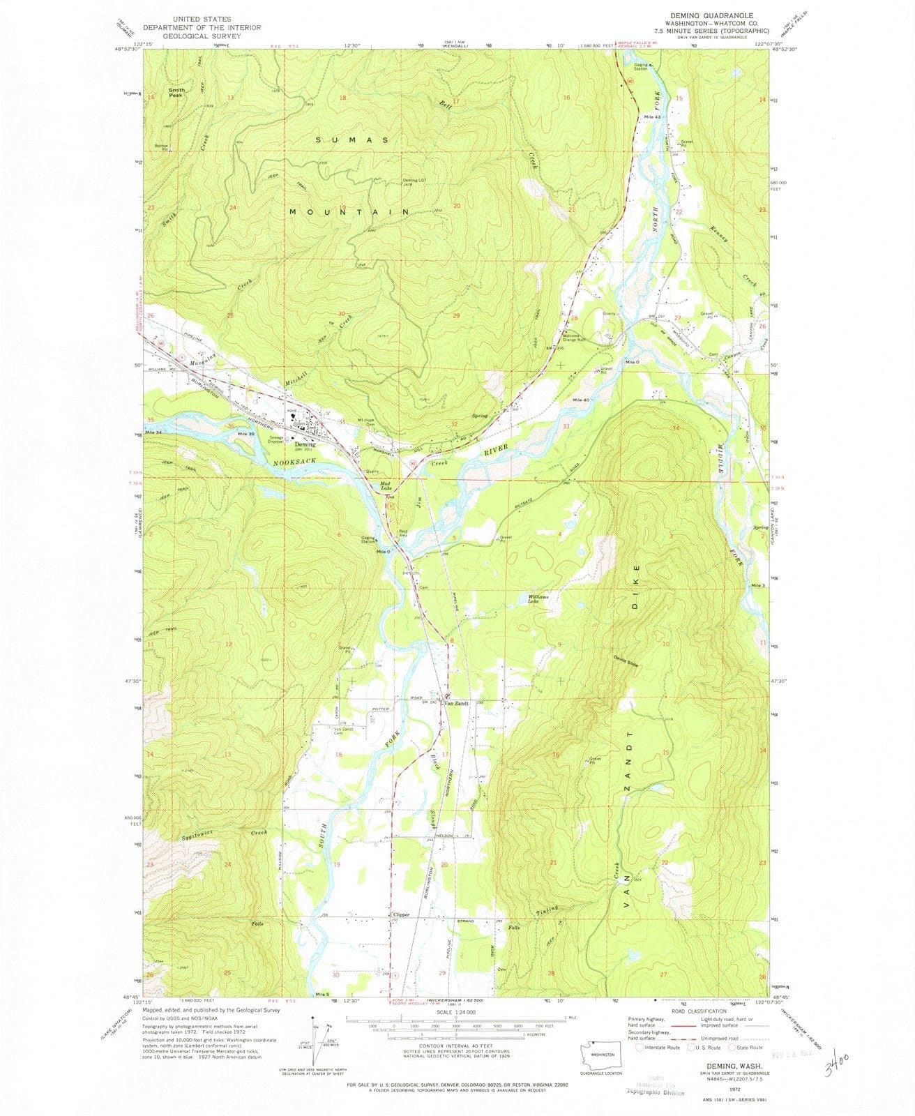 1972 Deming, WA - Washington - USGS Topographic Map