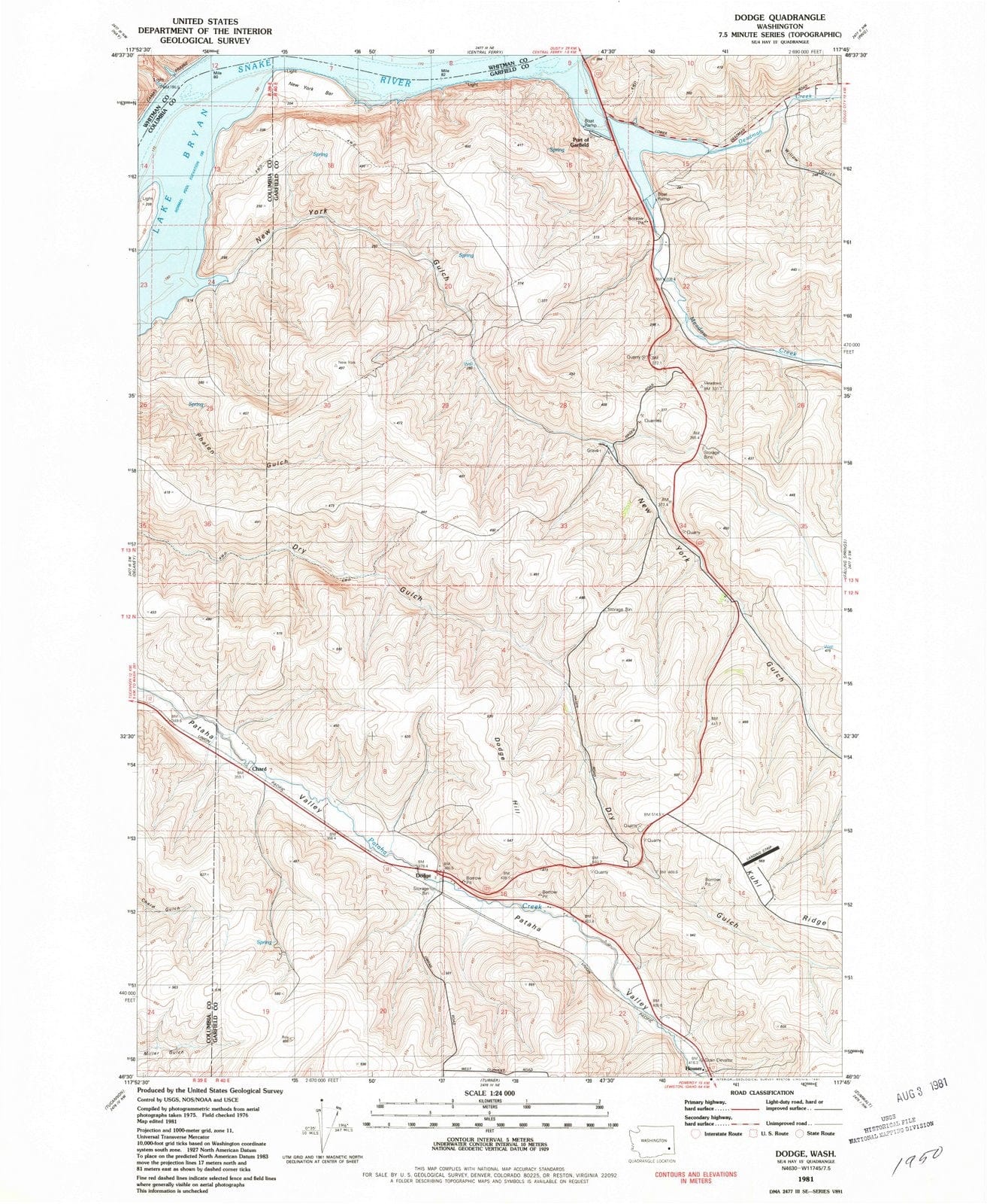 1981 Dodge, WA - Washington - USGS Topographic Map