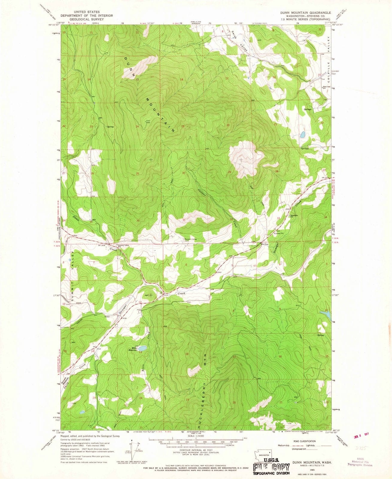 1965 Dunn Mountain, WA - Washington - USGS Topographic Map