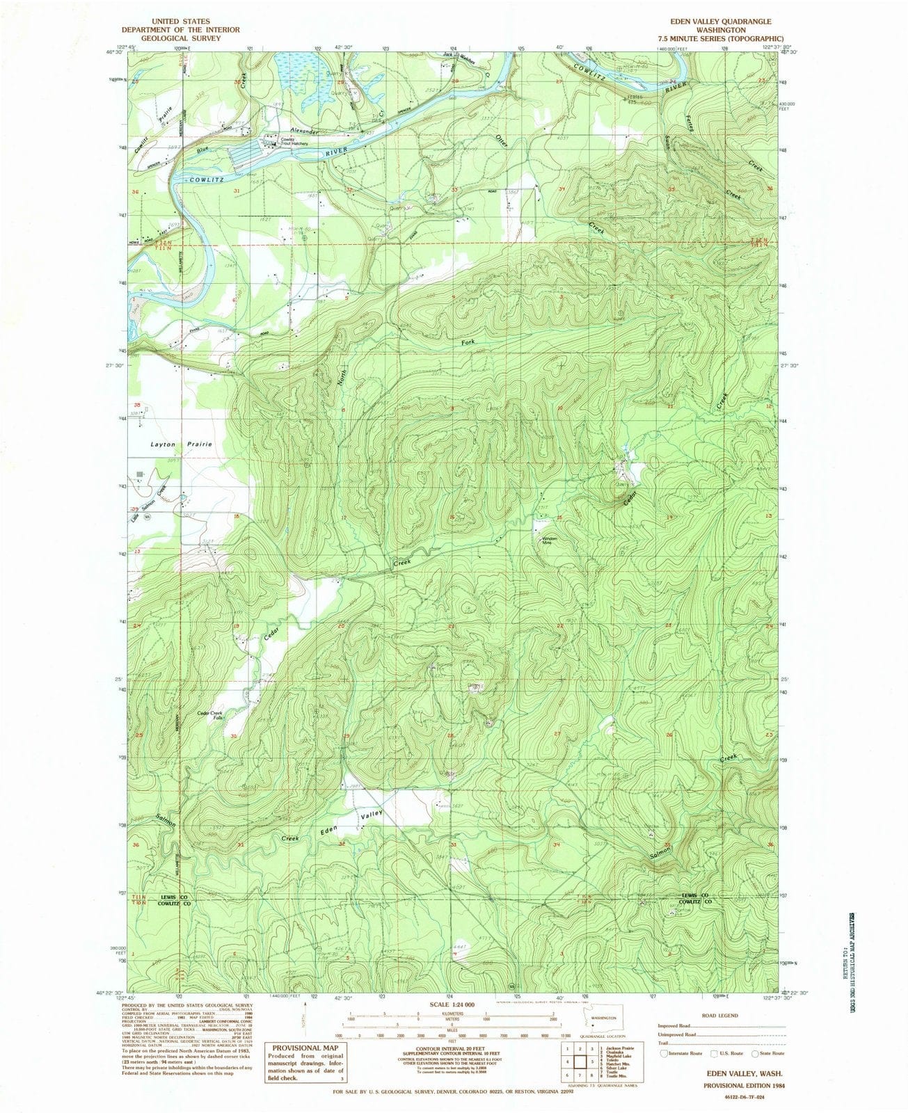 1984 Eden Valley, WA - Washington - USGS Topographic Map