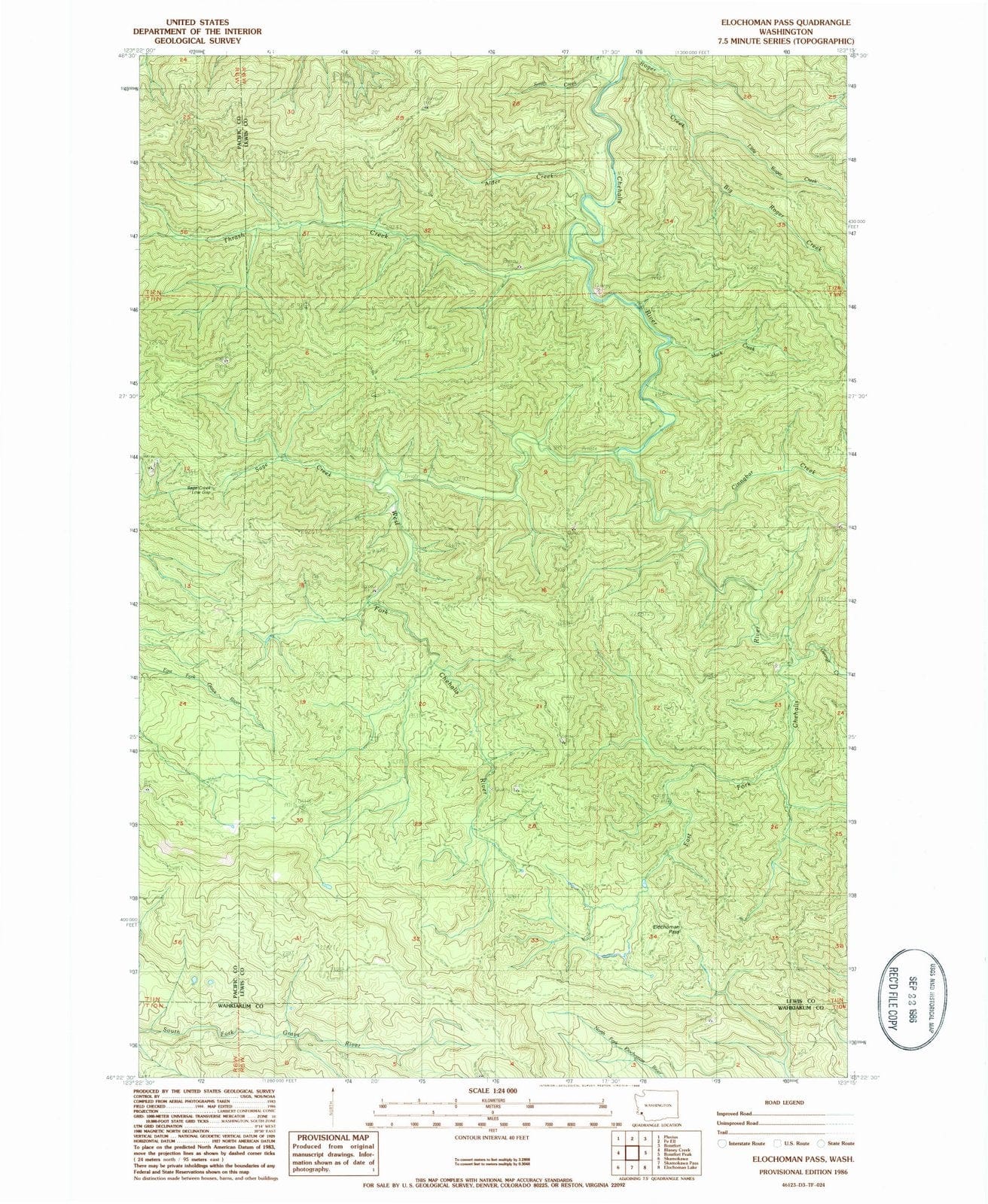 1986 Elochoman Pass, WA - Washington - USGS Topographic Map