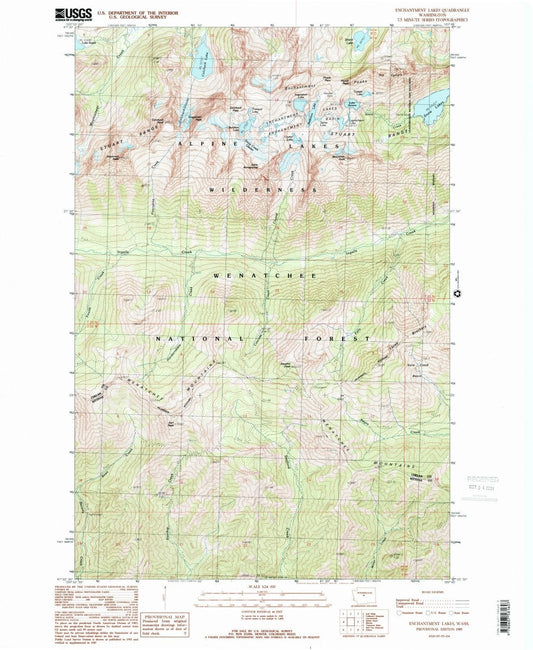 1989 Enchantment Lakes, WA - Washington - USGS Topographic Map