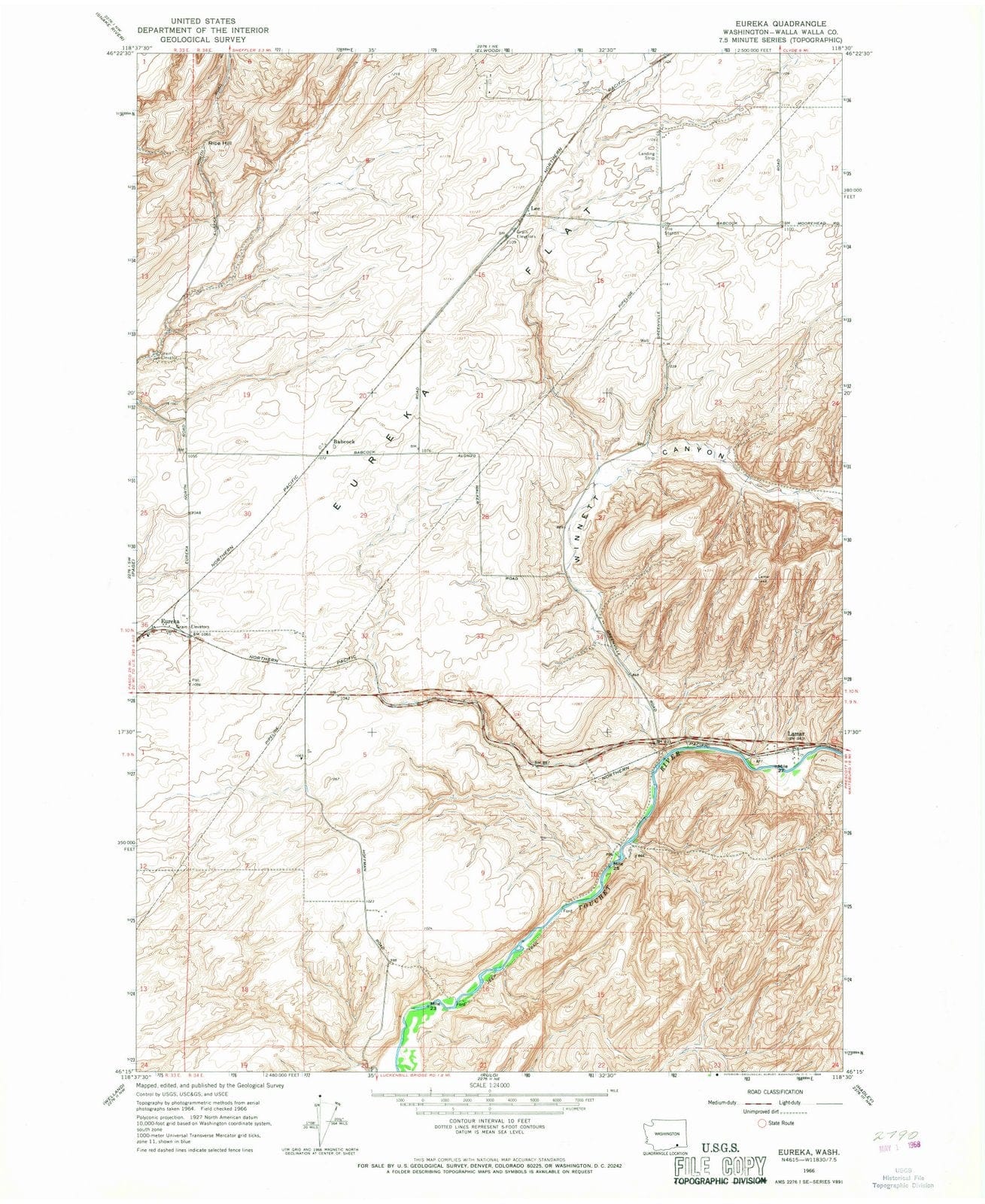 1966 Eureka, WA - Washington - USGS Topographic Map