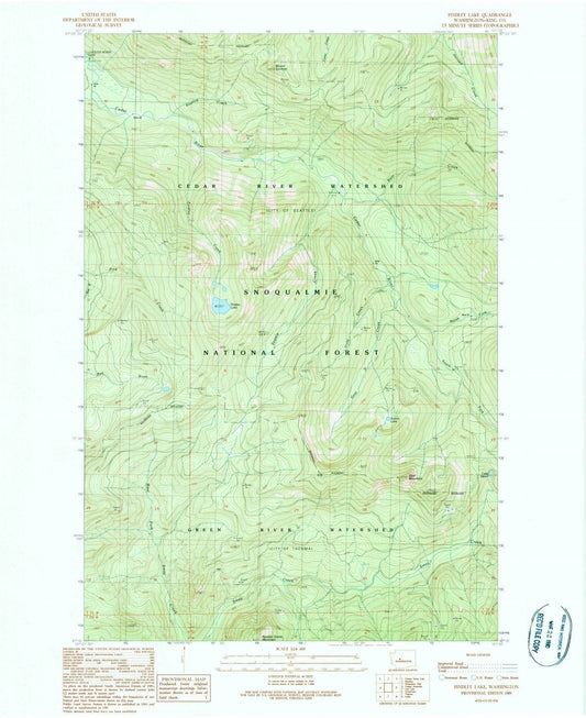 1989 Findley Lake, WA - Washington - USGS Topographic Map
