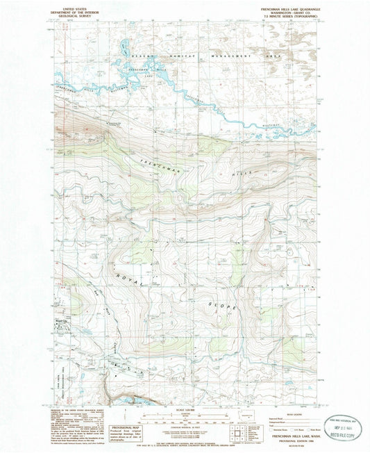 1986 Frenchman Hills Lake, WA - Washington - USGS Topographic Map