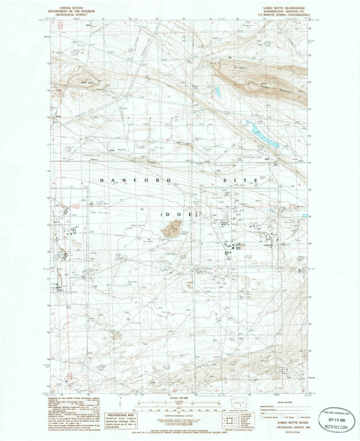 1986 Gable Butte, WA - Washington - USGS Topographic Map