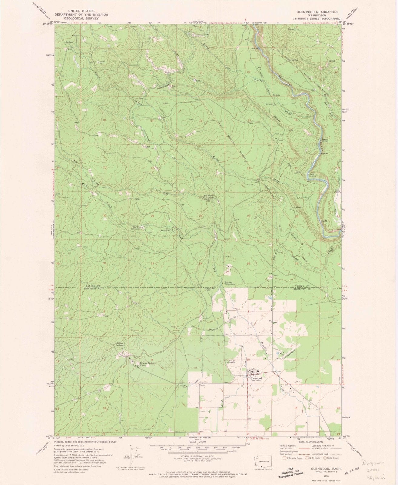 1970 Glenwood, WA - Washington - USGS Topographic Map