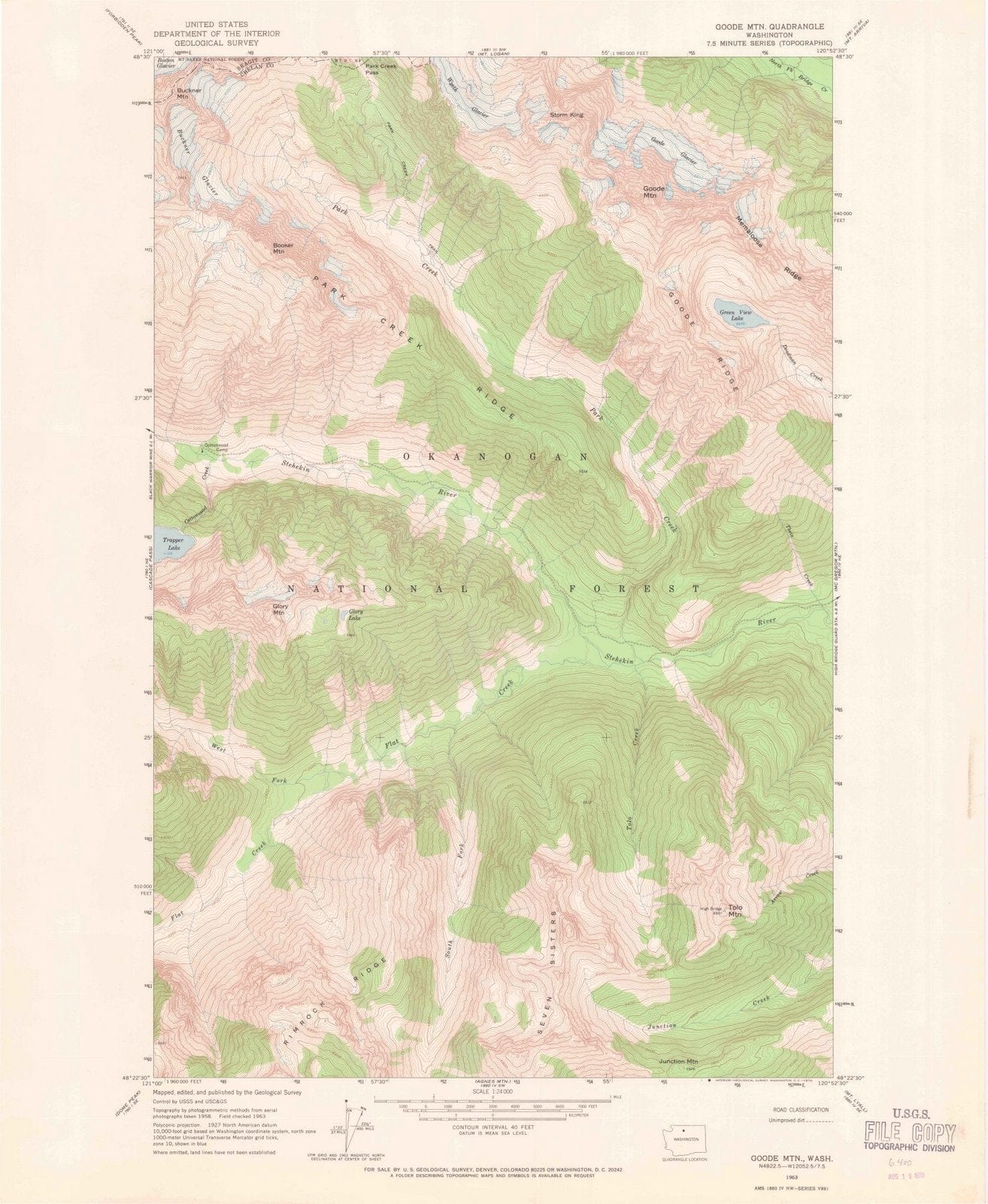 1963 Goode MTN, WA - Washington - USGS Topographic Map