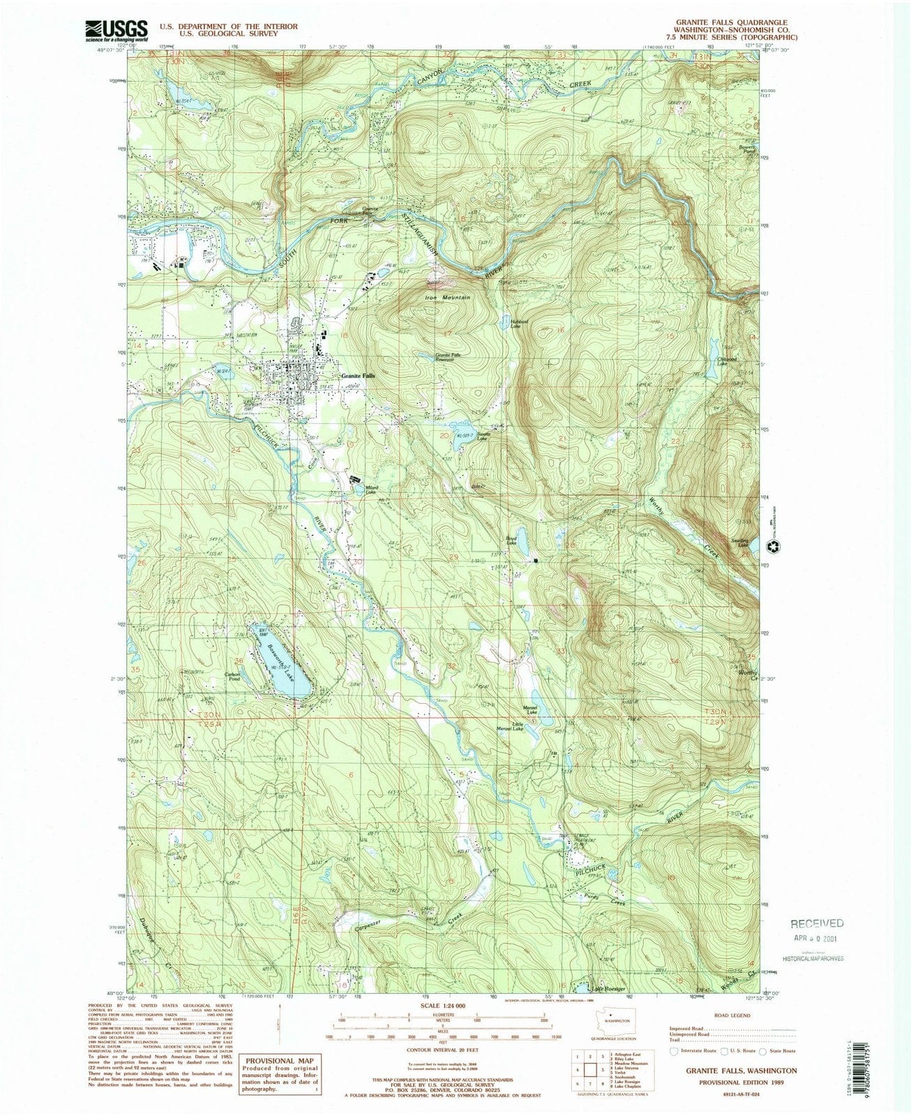 1989 Granite Falls, WA - Washington - USGS Topographic Map
