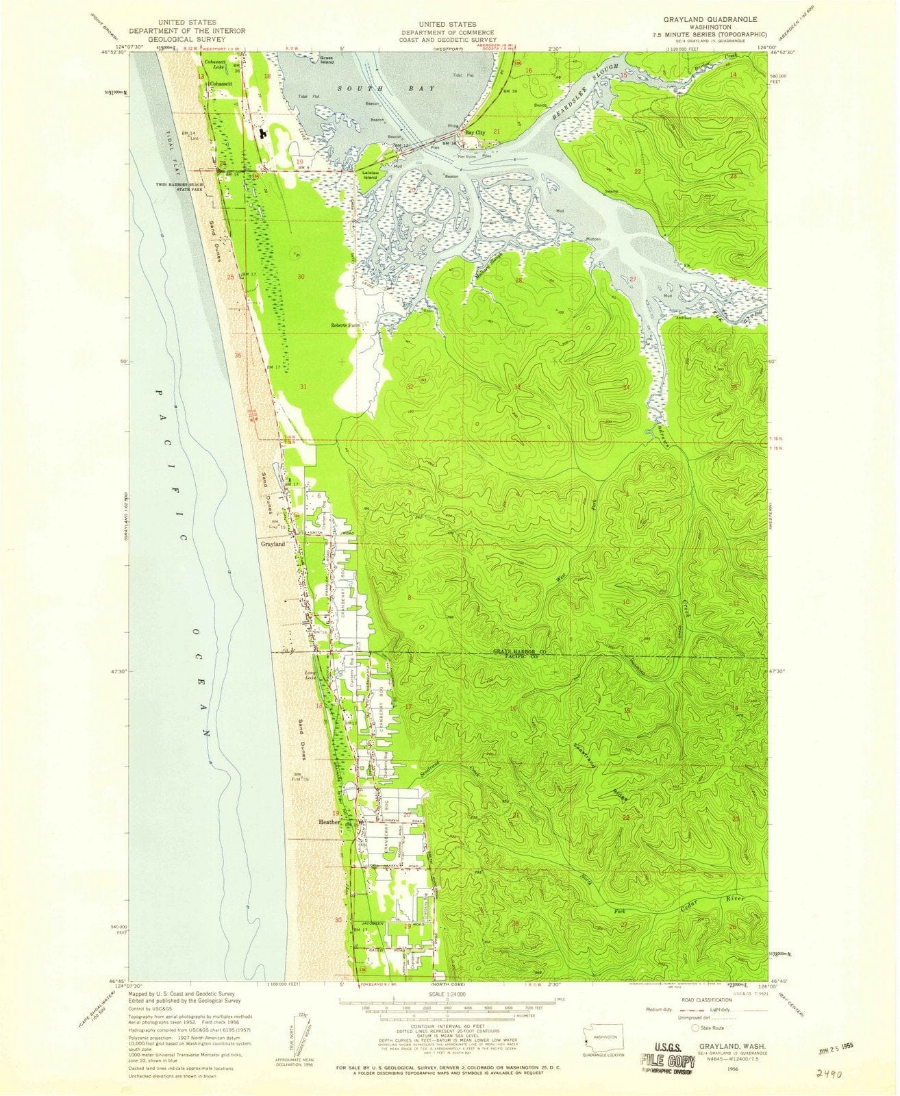 1956 Grayland, WA - Washington - USGS Topographic Map