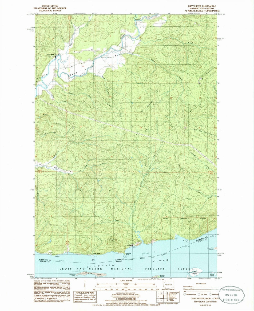 1985 Grays River, WA - Washington - USGS Topographic Map