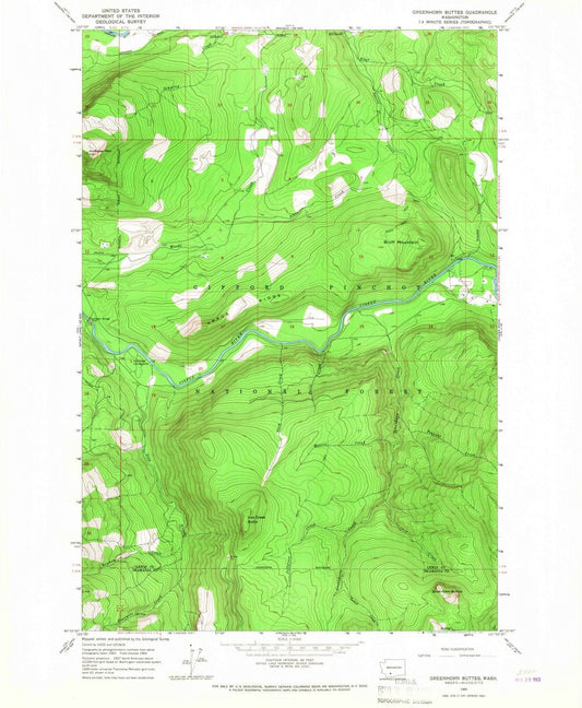 1965 Greenhorn Buttes, WA - Washington - USGS Topographic Map