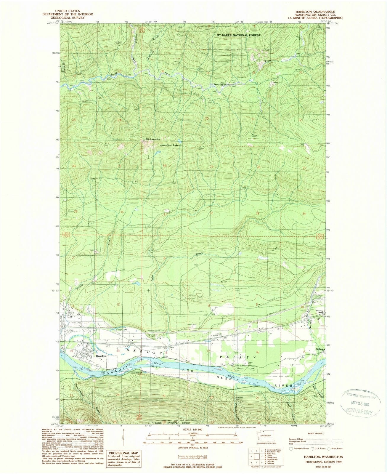 1989 Hamilton, WA - Washington - USGS Topographic Map