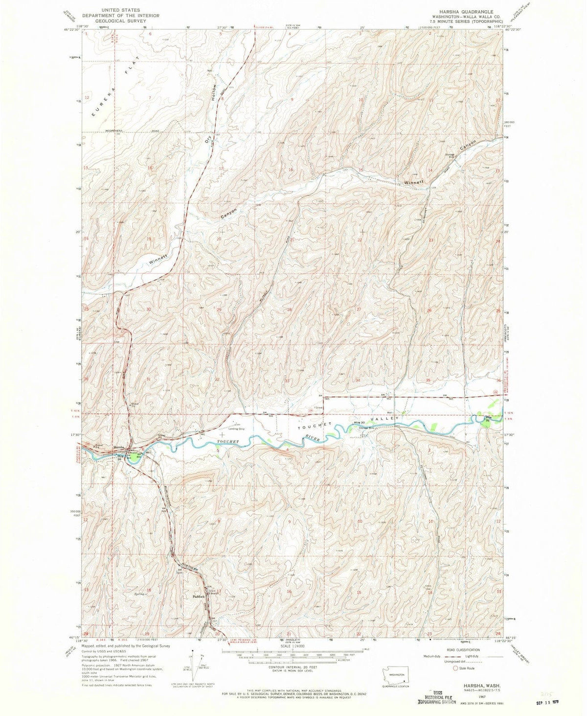 1967 Harsha, WA - Washington - USGS Topographic Map