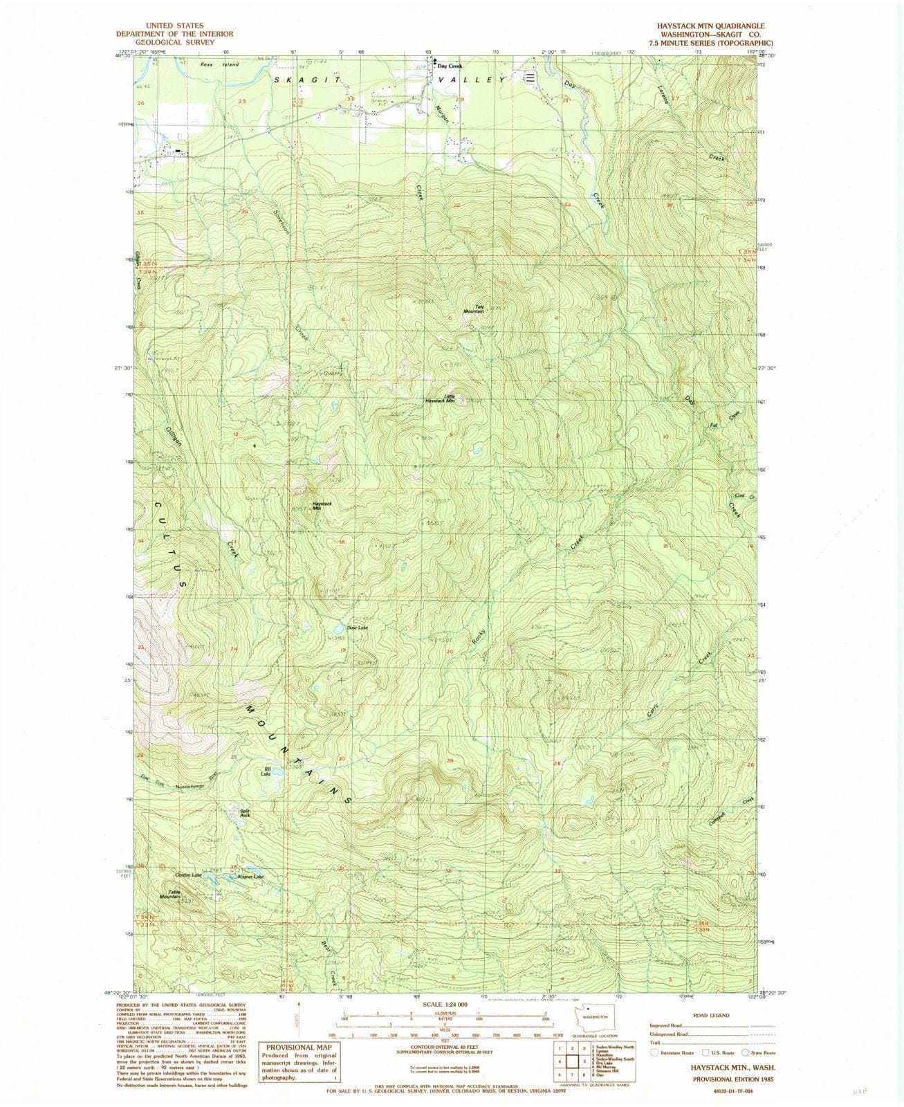 1985 Haystack MTN, WA - Washington - USGS Topographic Map