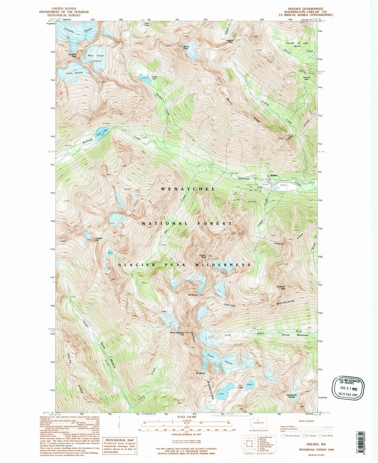 1988 Holden, WA - Washington - USGS Topographic Map