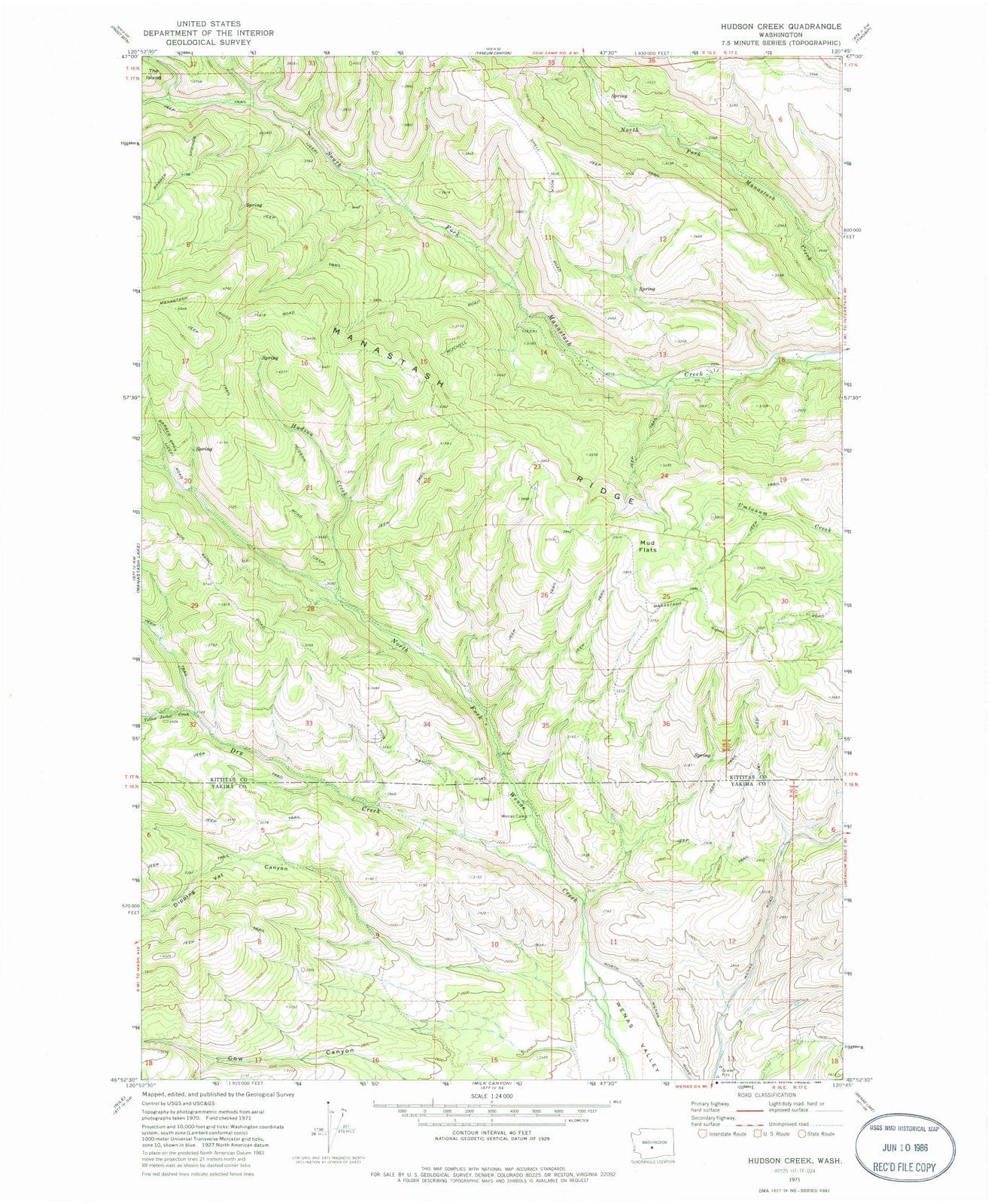 1971 Hudson Creek, WA - Washington - USGS Topographic Map