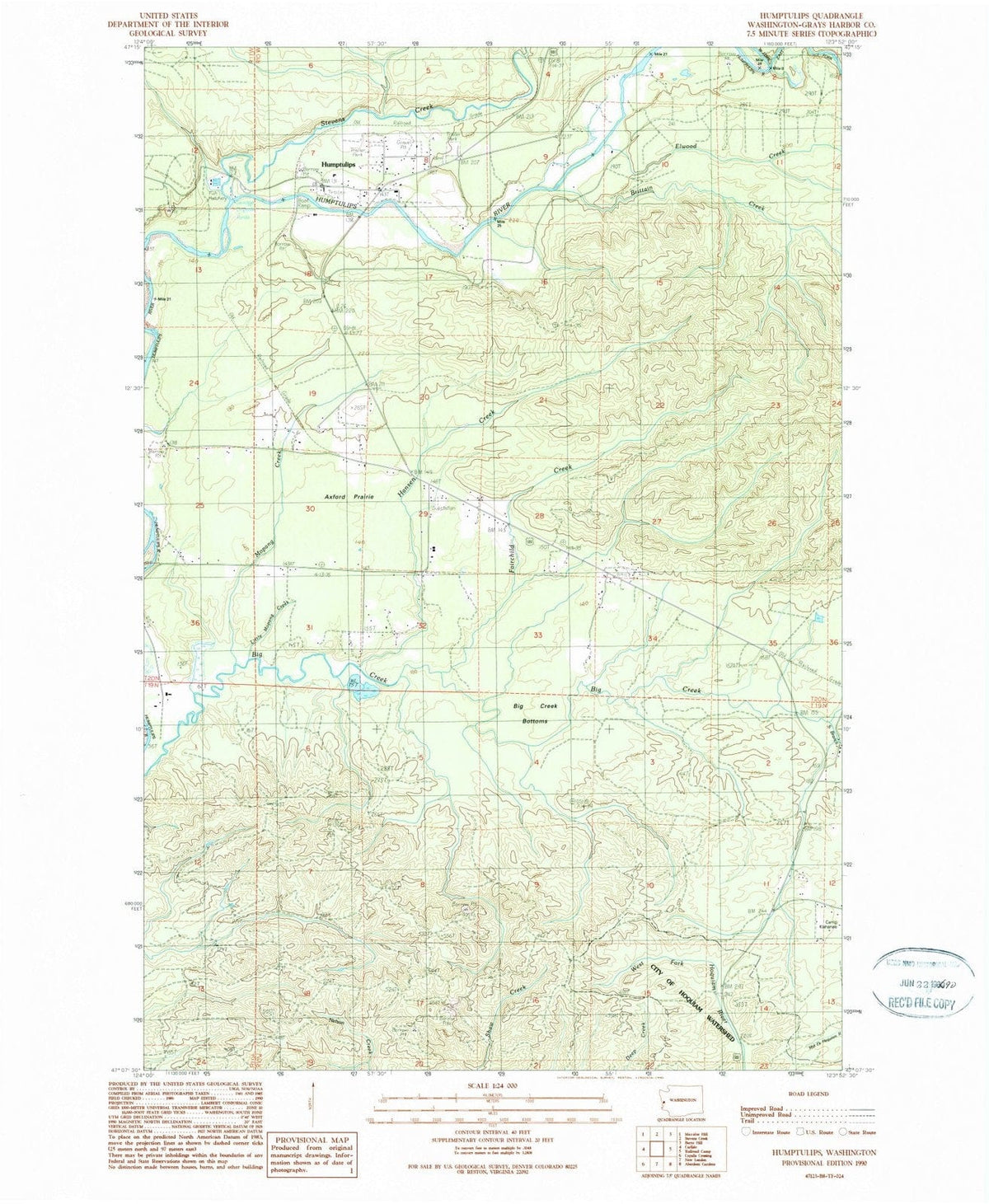 1990 Humptulips, WA - Washington - USGS Topographic Map