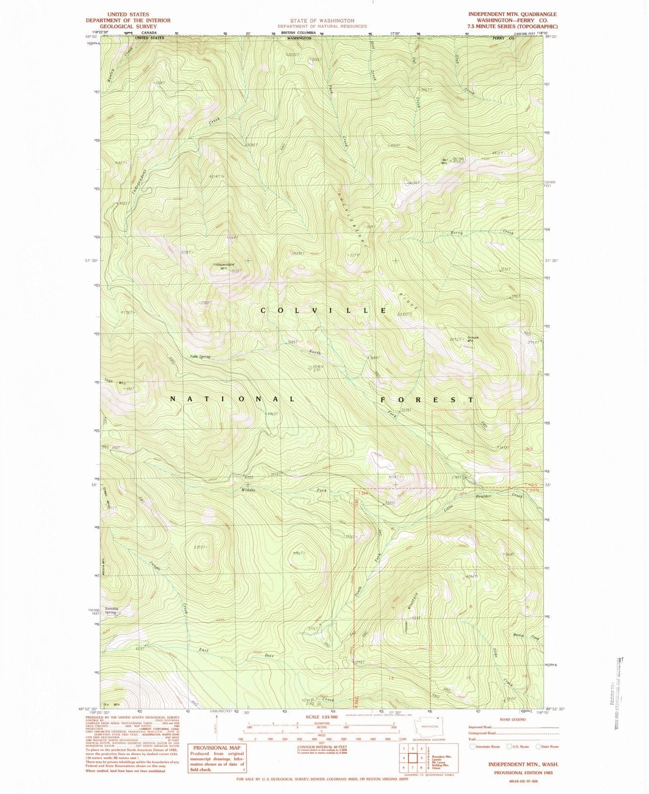 1983 Independent MTN, WA - Washington - USGS Topographic Map
