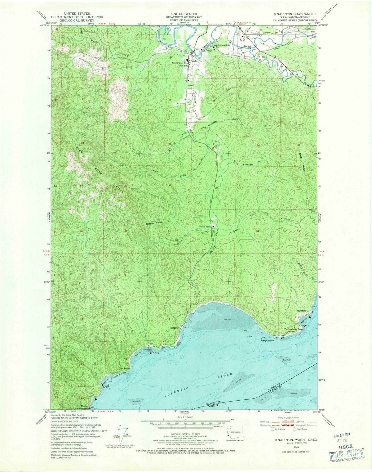 1949 Knappton, WA - Washington - USGS Topographic Map