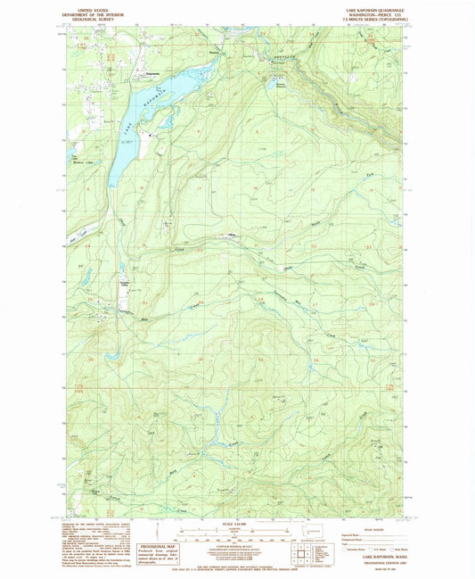 1987 Lake Kapowsin, WA - Washington - USGS Topographic Map