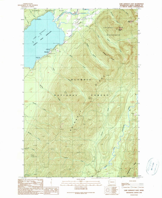1990 Lake Quinault East, WA - Washington - USGS Topographic Map