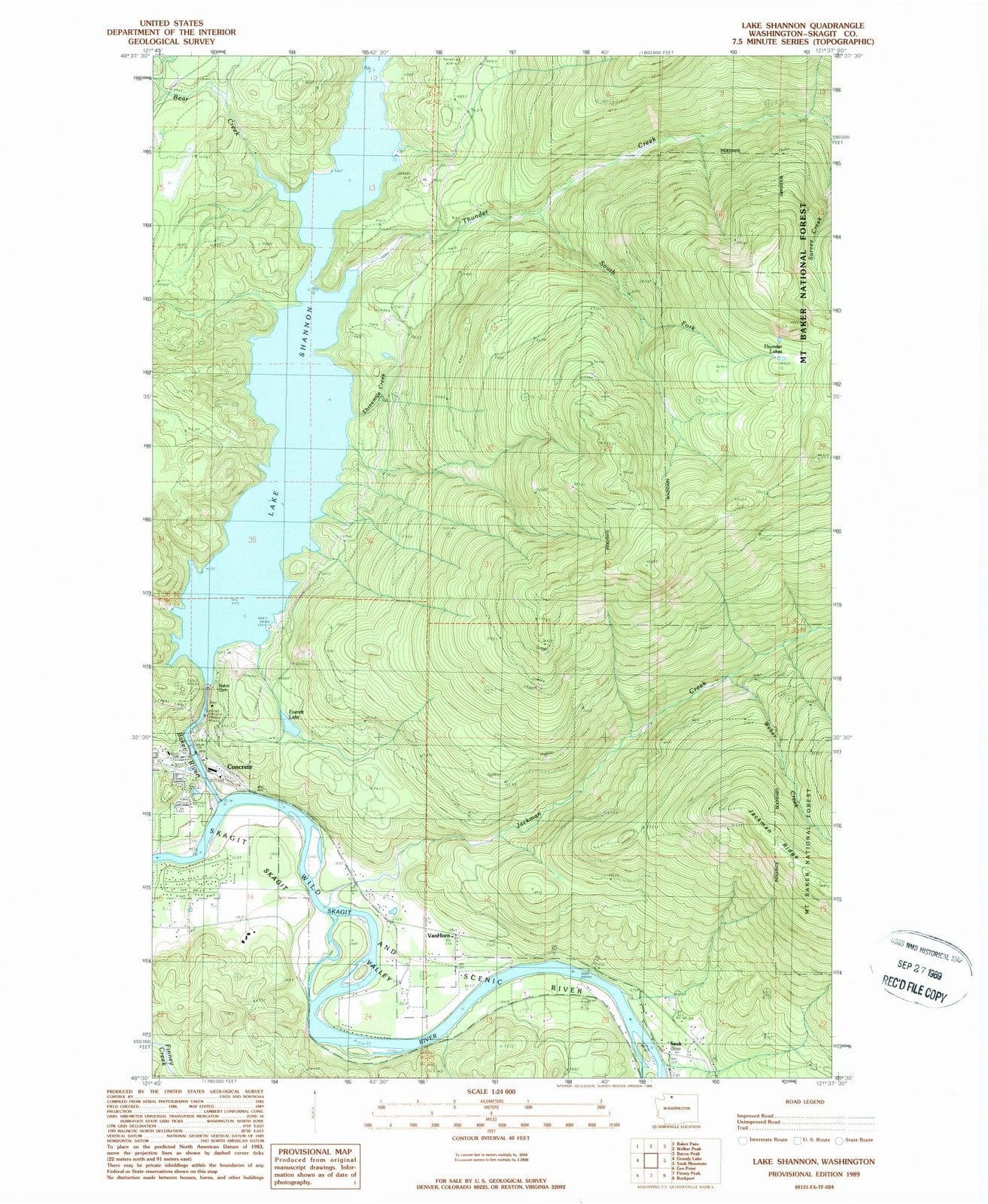 1989 Lake Shannon, WA - Washington - USGS Topographic Map