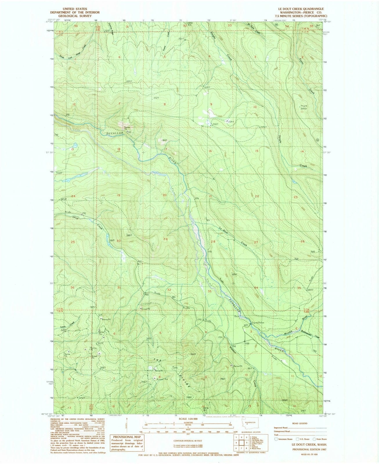 1987 Le Dout Creek, WA - Washington - USGS Topographic Map