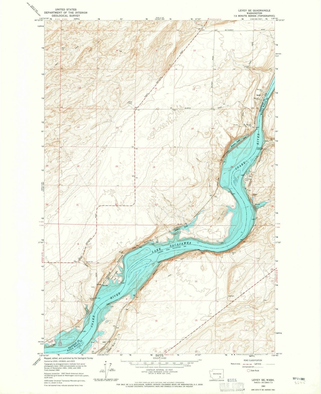 1964 Levey, WA - Washington - USGS Topographic Map v2