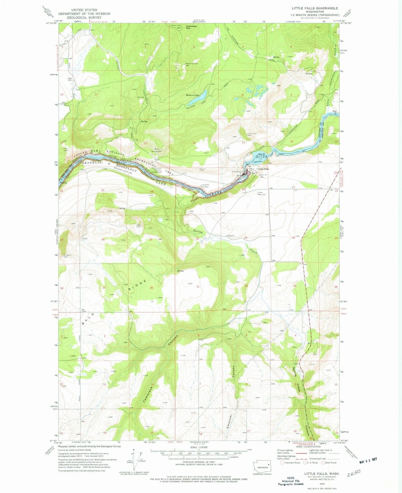 1973 Little Falls, WA - Washington - USGS Topographic Map