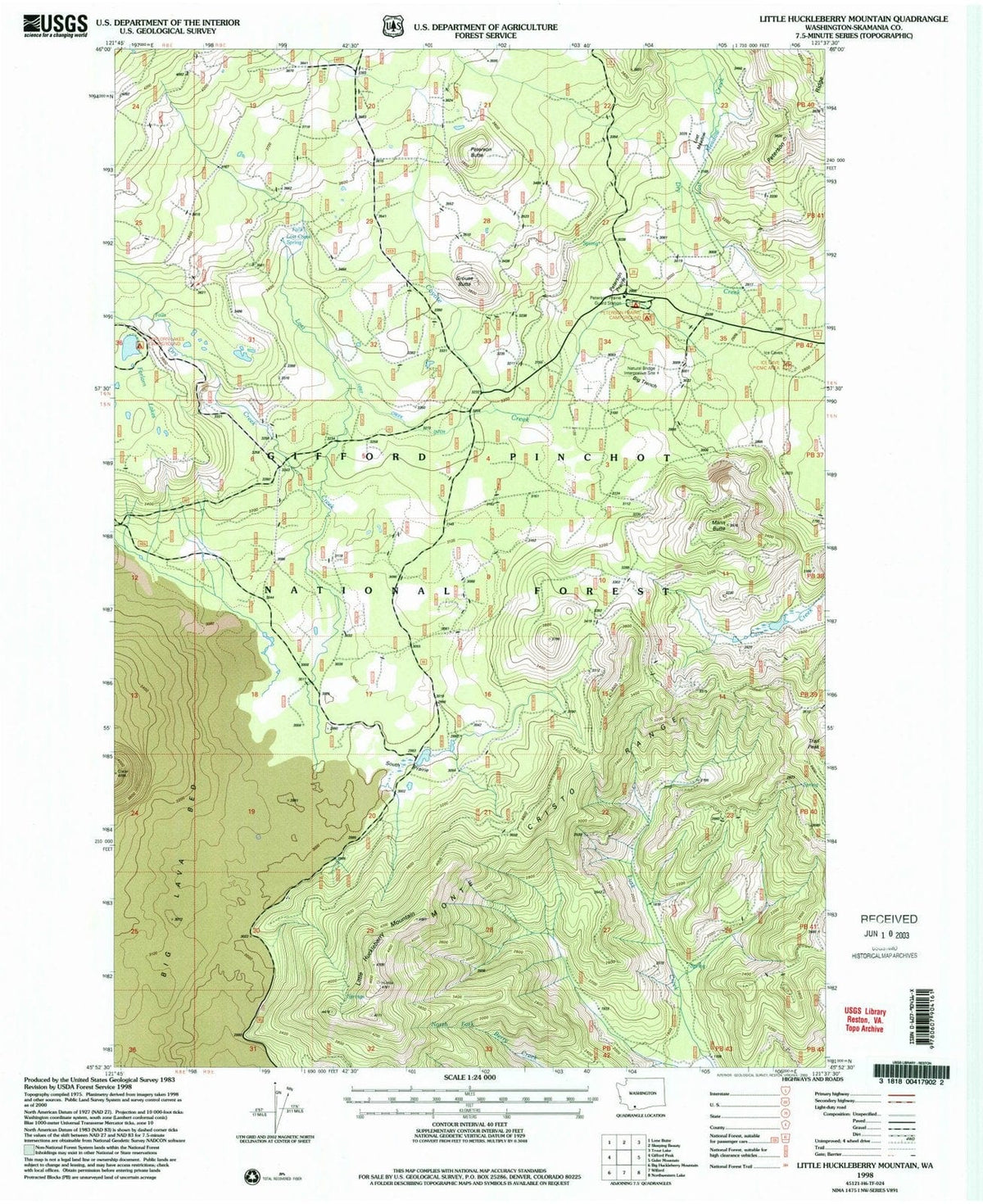 1998 Little Huckleberry Mountain, WA - Washington - USGS Topographic Map