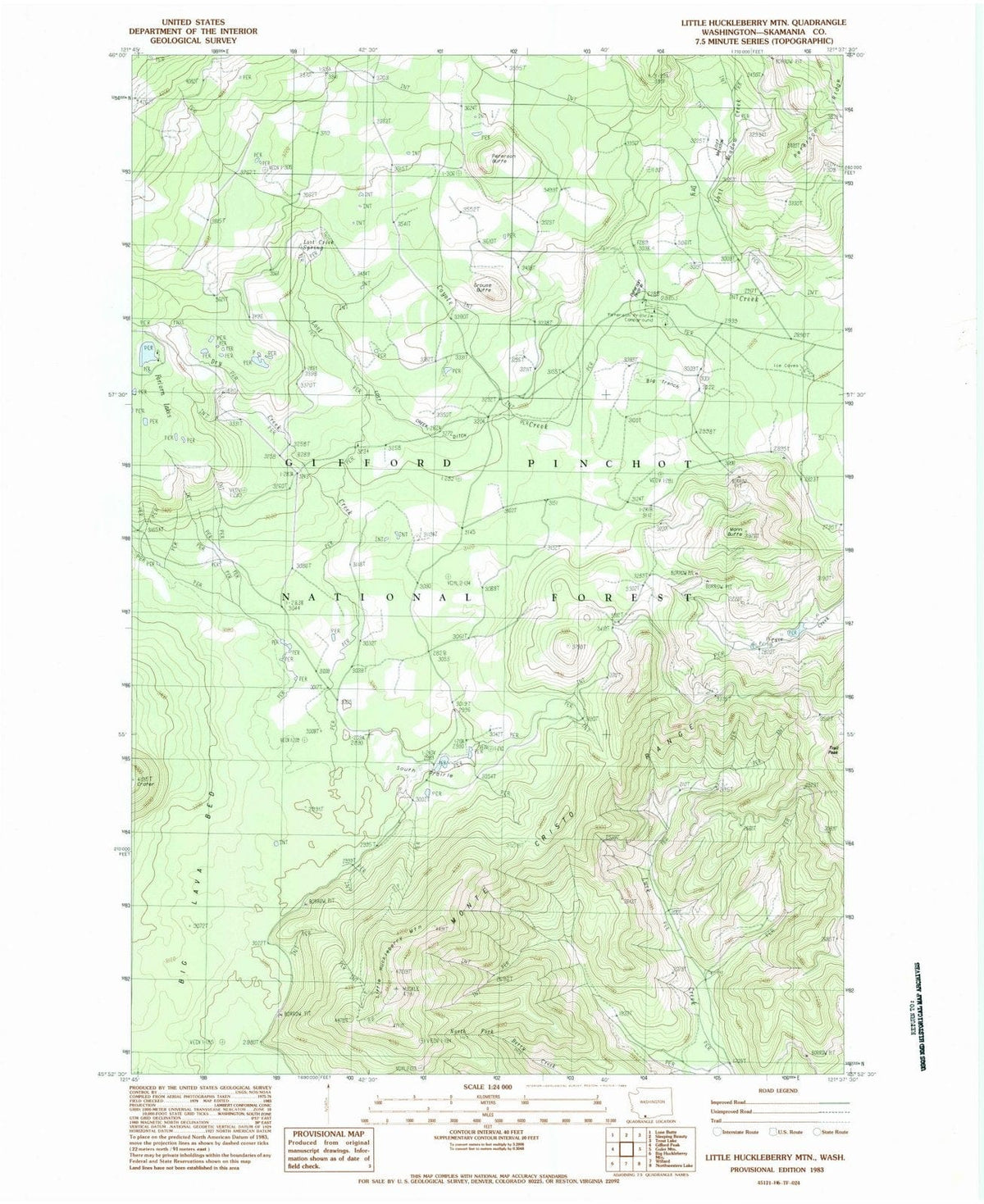 1983 Little Huckleberry MTN, WA - Washington - USGS Topographic Map